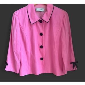 Vintage Pink Large Barbiecore Feminine Black Trim Bow Coquette Barbiecore Jacket